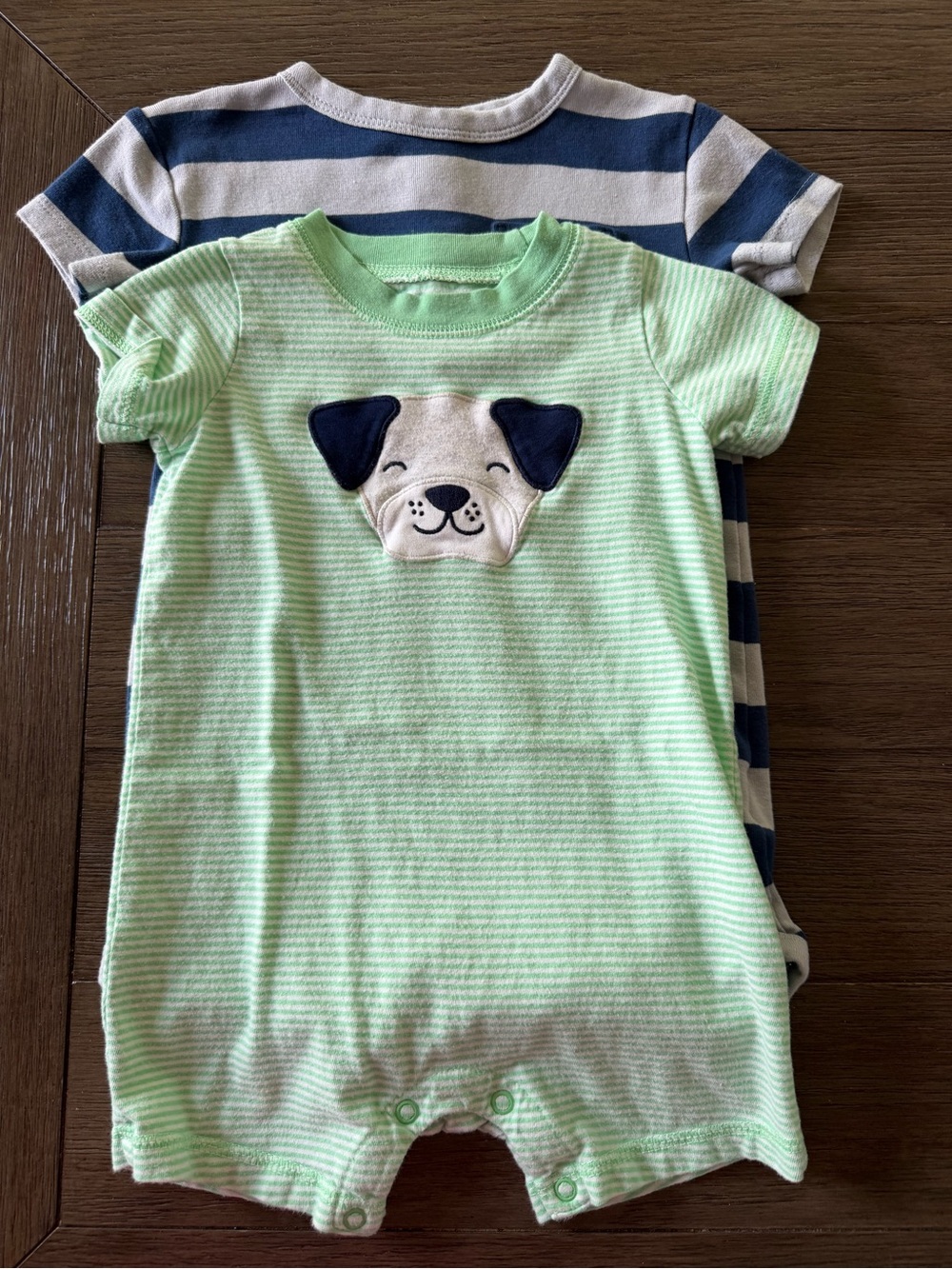 Carter’s Baby Boy 18M Rompers Lot of 2 Puppy Striped